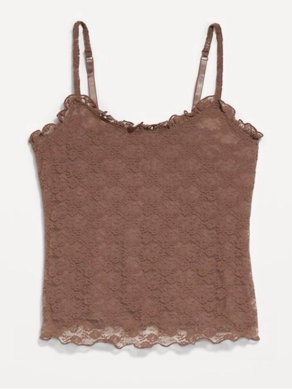 Old Navy Brown Lace Cami with Scallop Trim